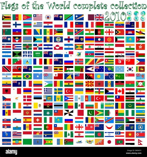 Flags Of The World And Earth Globes Stock Vector Image And Art Alamy