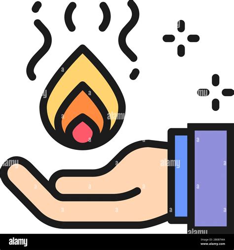 Trick with fire in hand, magic flat color line icon Stock Vector Image & Art - Alamy