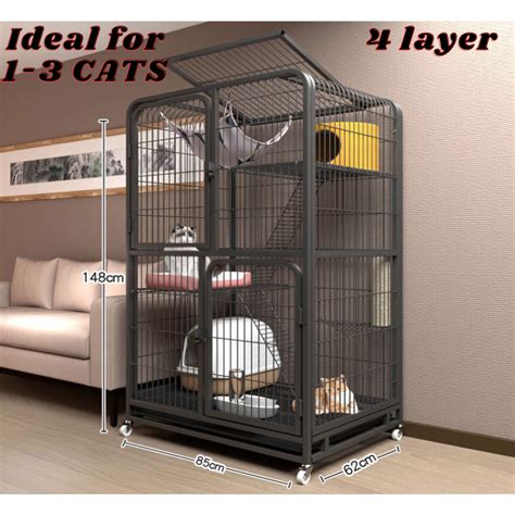 4 Layer Extra HEAVY DUTY Up To 3 Cats Sangkar Kucing Besar Large Cat