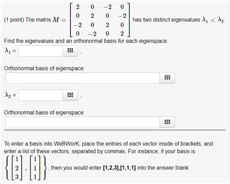 Solved Has Two Distinct Eigenvalues A Point The Matrix M A Find