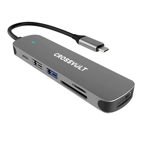 CROSSVOLT USB C Hub 6 In 1 Aluminum Multiport Adapter With 4K HDMI