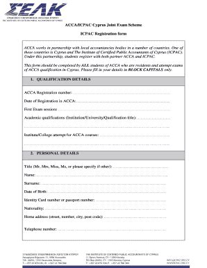 Fillable Online Acca Icpac Cyprus Joint Exam Scheme Icpac Registration