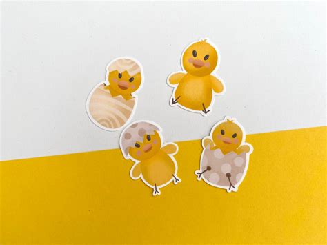 Little Chicky Sticker Set 4 Chicken Easter Chicks Cute Matte Etsy