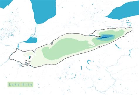 Lake Erie Map Print - Bathymetry Map – Akiseo