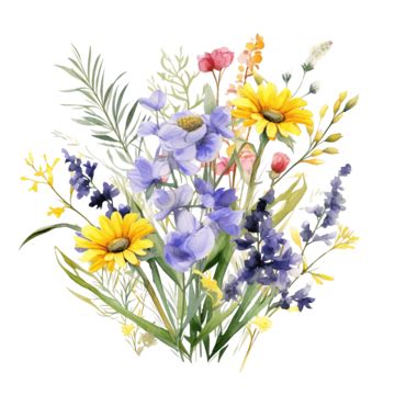 Wildflowers Watercolor Illustration Decorative Element Flower Flora