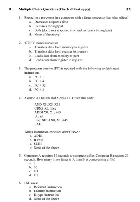 Solved Ii Multiple Choice Questions Check All That Apply Chegg