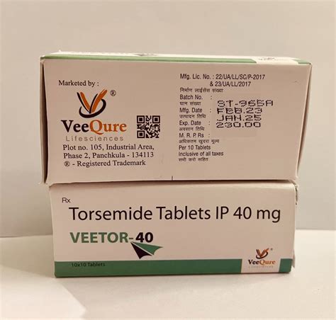 VEETOR 40 TORSEMIDE 40 MG TABLET At Rs 2300 Box Pharmaceutical