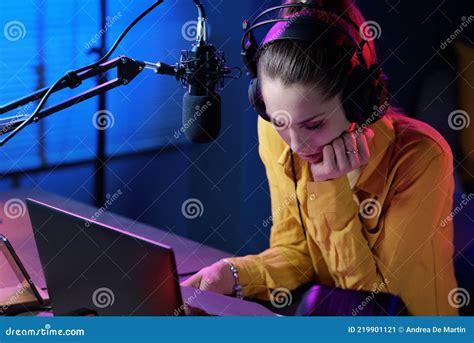 Professional Radio Host Working In The Studio Stock Image Image Of