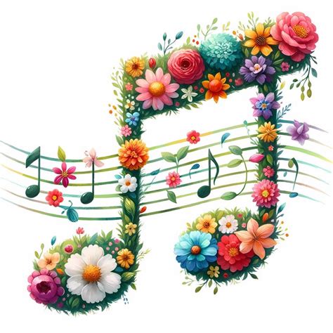 Music Notes Flowers Clipart High Quality Jpgs Floral Music Note