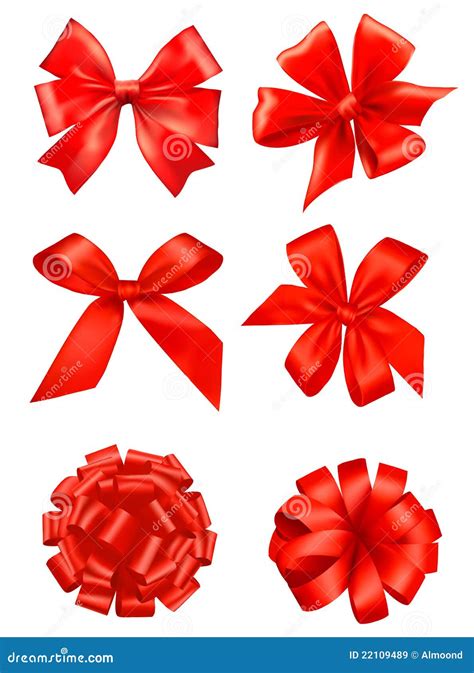 Big Set Of Red Gift Bows With Ribbons Vector Royalty Free Stock