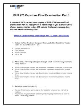 Bus Capstone Final Examination Part Bus Final Exam Part