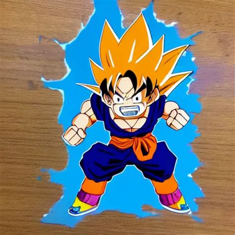 Die Cut Sticker Goku One Piece Style Splatter Paint Stable