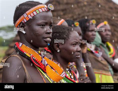 Toposa tribe women in traditional clothing, Namorunyang State, Kapoeta ...