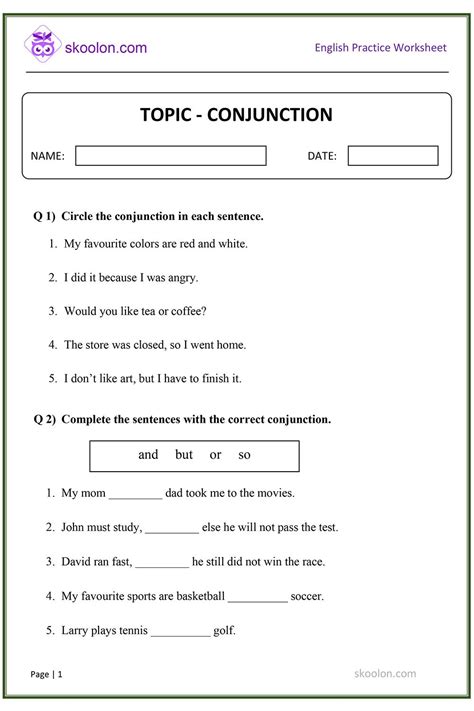 Conjunctions Conjunctions Worksheet 2nd Grade Worksheets Conjunctions