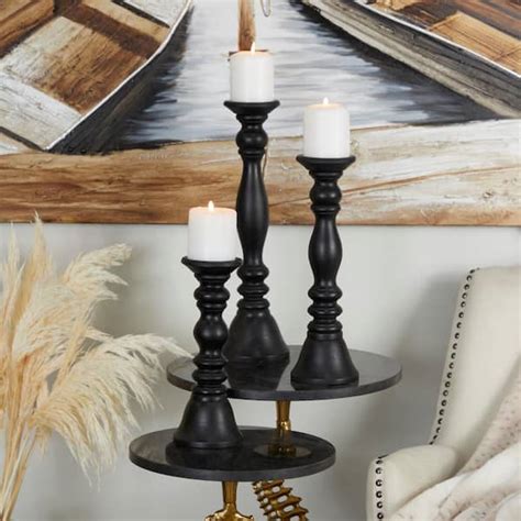 Reviews For Litton Lane Black Wood Turned Style Pillar Candle Holder