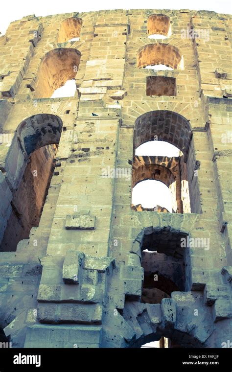 El Jem Coliseum ruins in Tunisia fighting gladiator Stock Photo - Alamy