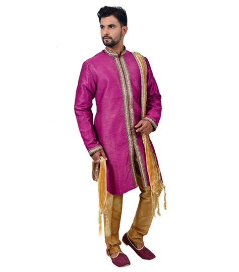 Purple Art Silk Indo Western Sherwani Zakarto