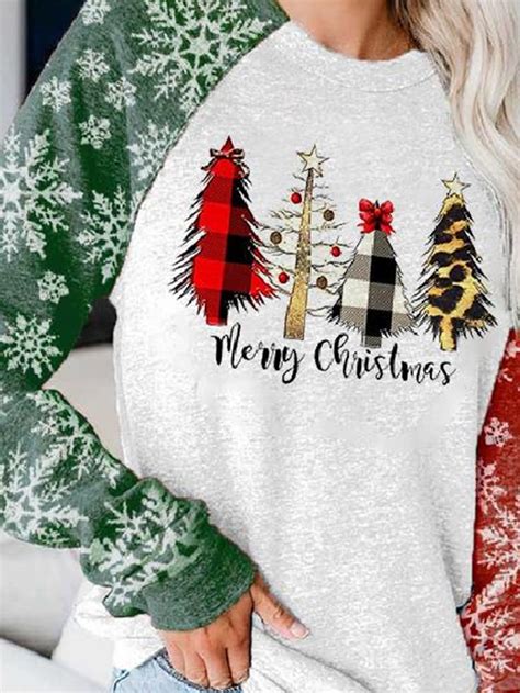 Womens Merry Christmas Print Sweatshirts Lilicloth