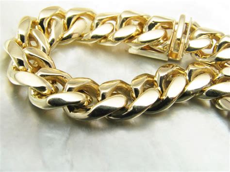 handmade chain link bracelet, solid gold curb link