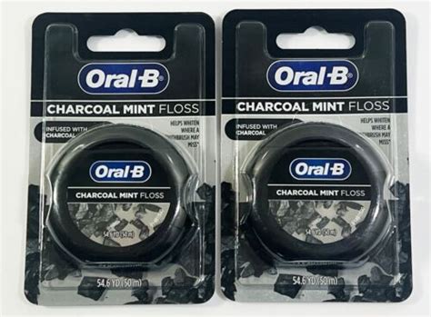 Oral B Charcoal Infused Mint Dental Floss 546 Yard Each Sealed Pack Of 2 Ebay