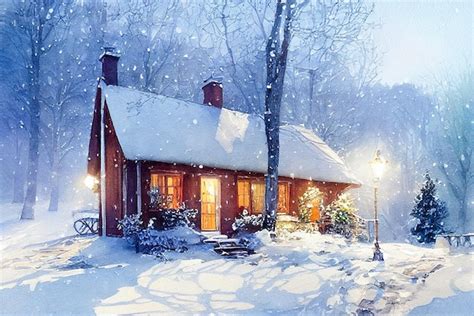 Premium Photo | Rustic country house snowy winter