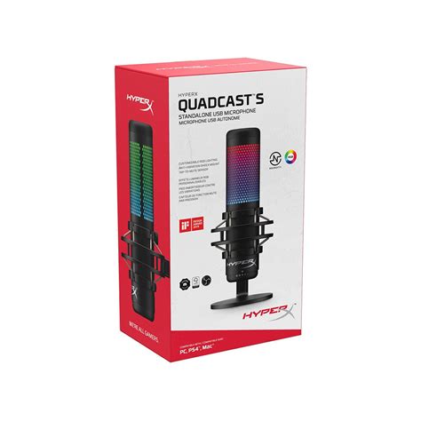 Hyperx Quadcast S Rgb Usb Condenser Microphone Black White