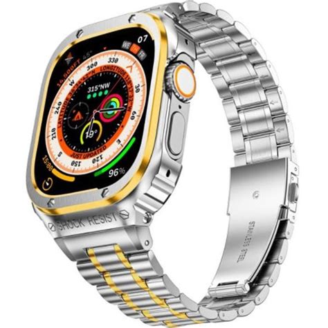 Stalowa Bransoleta Z Etui Do Apple Watch Ultra Mm Srebrna Z Ota