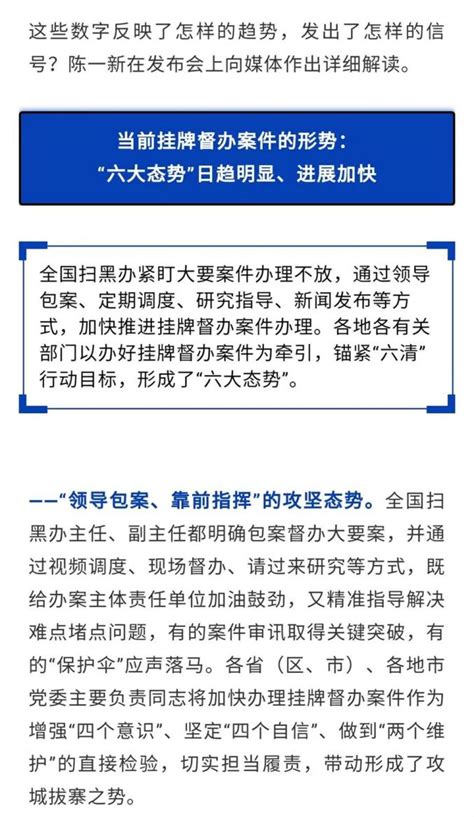 陈一新：全国扫黑办挂牌督办已形成“六大态势” 依法推进在办88起挂牌案件督办 澎湃号·政务 澎湃新闻 The Paper