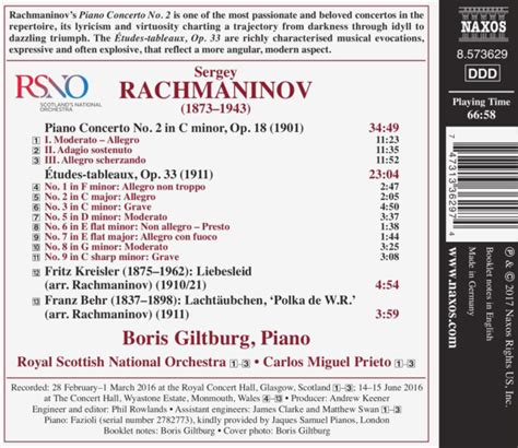 Rachmaninov Piano Concerto No Etudes Tableaux Op