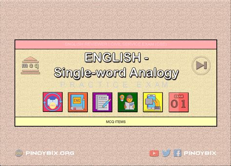 MCQ In English Single Word Analogy Part 1 Civil Service Exam CSE