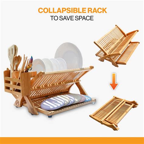 Mua Earth S Dreams Bamboo Dish Drying Rack With Utensils Holder