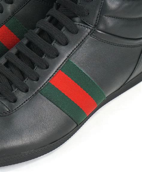 Gucci Red And Green Logo Stripe Gg High Top Black Sneakers 6g 65 Luxe Hanger