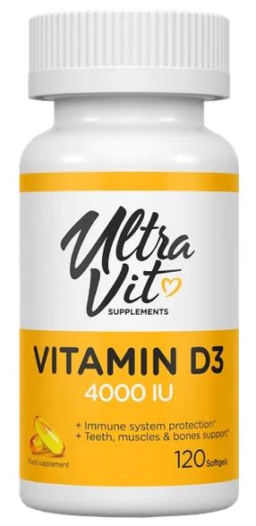 ULTRAVIT Vitamin D3 4000 IU softgel capsules 120 pcs Mēness aptieka