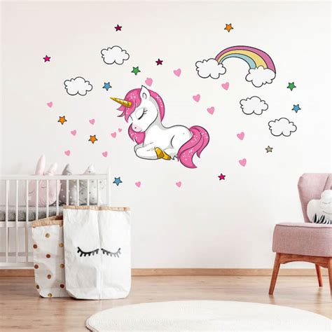 Vinilo Unicornio Infantil Con Globo Murales De Pared E