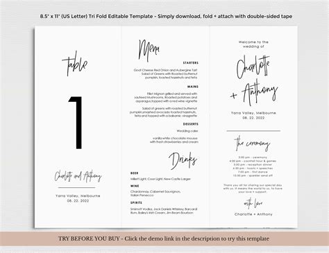 Script Wedding Tri Fold Table Number Tri Fold Table Menu Etsy