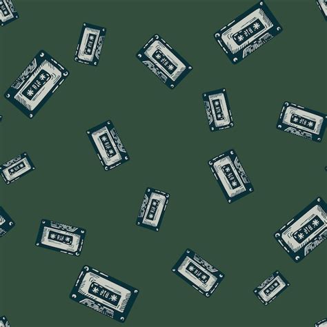 Premium Vector Audio Cassette Tape Engraved Seamless Pattern Vintage