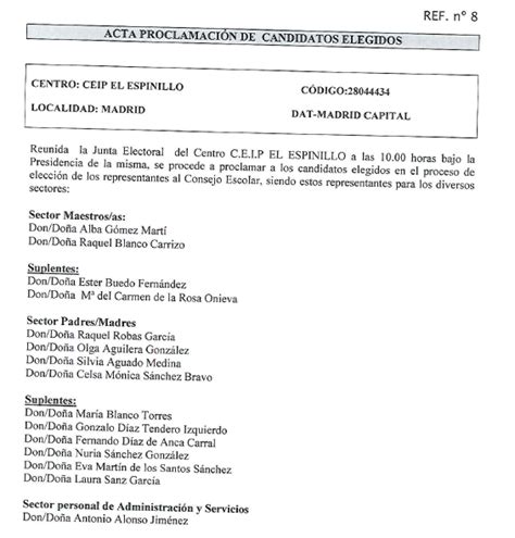 ACTA DE PROCLAMACIÓN DE CANDIDATOS ELEGIDOS Y SUPLENTES PARA EL CONSEJO