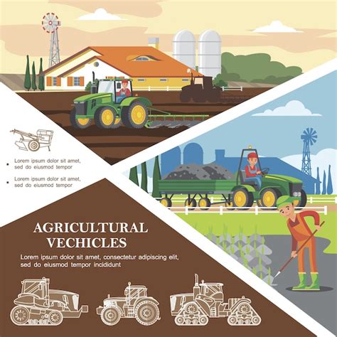 Flat Farming Colorful Template With Farmers Harvesting Crop And