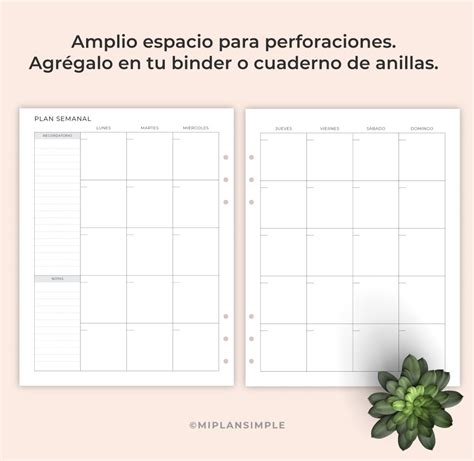 Agenda Semanal Pdf Para Imprimir Carta A4 And A5 Miplansimple