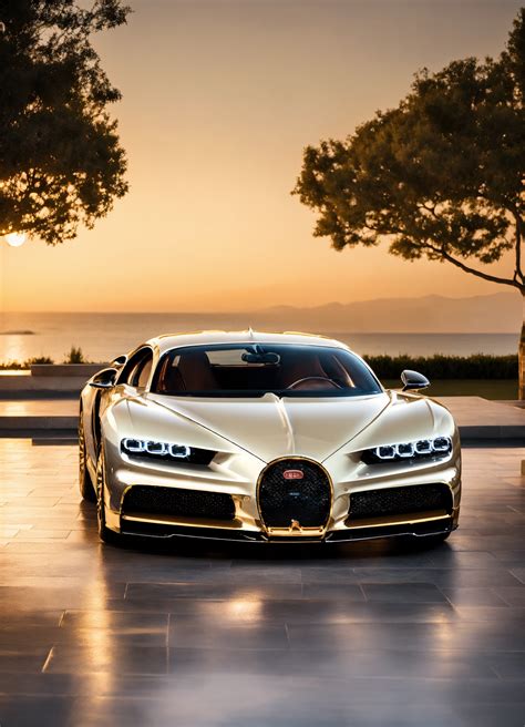 Lexica Bugatti Chiron With Contemporary Mansion White And Gold