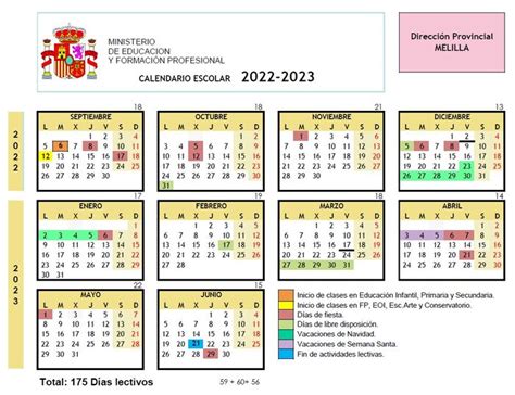 Aprobado El Calendario Escolar De Melilla Para El Curso