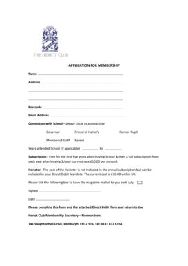 Fillable Online Heriot Club Membership Form George Heriot S School