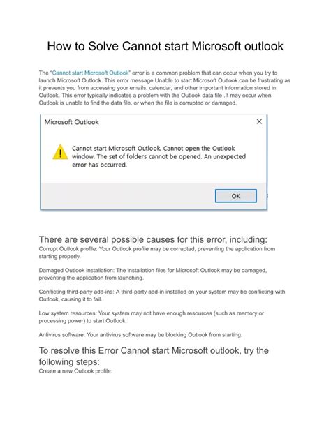 PPT How To Solve Cannot Start Microsoft Outlook PowerPoint