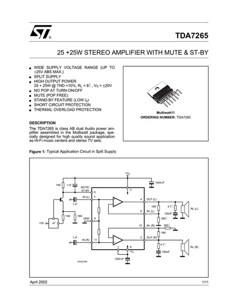 BTL Power Amplifier Circuit Using IC TDA7265 Electronic 48 OFF