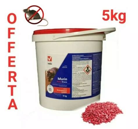 Vebi MURIN FORTE GRANO 5 Kg Veleno Esca Topicida Ratticida Topi Ratti