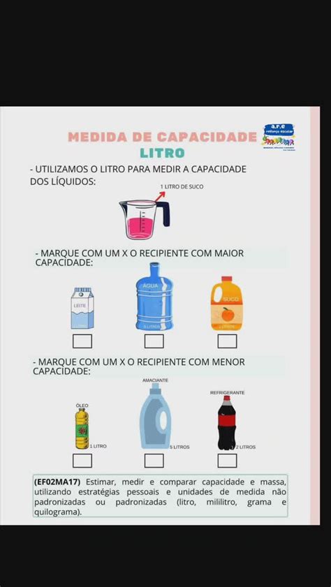 Medidas De Capacidade Litro E Mililitro 2 Ano - Medidas De Capacidade 2 Ano