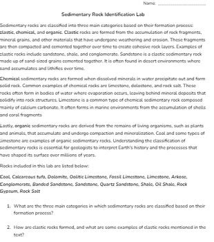 Sedimentary Rock Identification Lab By Tara Wisher Tpt
