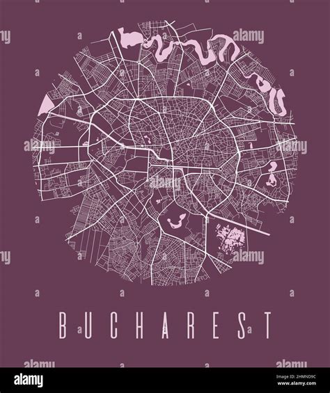 Cartel Del C Rculo Del Mapa De La Ciudad De Bucarest Vista A Rea De