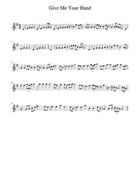 Give Me Your Hand Sheet Music For Piano Solo Easy