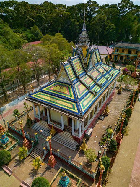 Premium Photo | Travel and landscape concept top view of ancient khmer pagoda architecture the ...